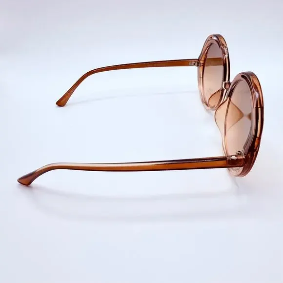NEW Free People Wavy Baby Brown Oversized Round Retro Statement Sunglasses - Picture 6 of 10
